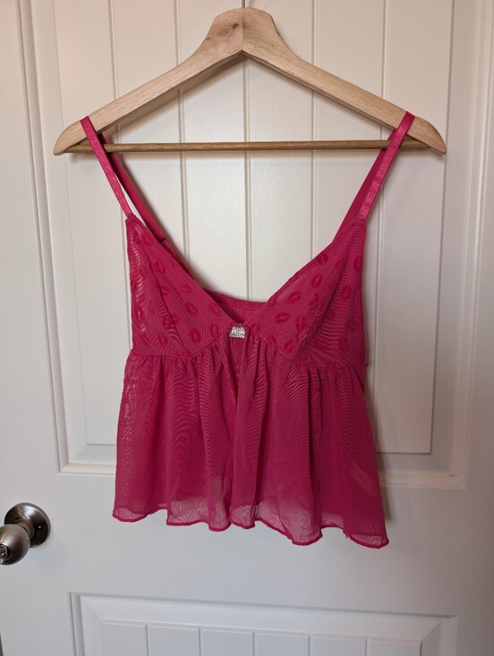Paris Hilton Other - NWOT Paris Hilton Babydoll 2 Piece Lace Lip Set Medium Hot Pink
